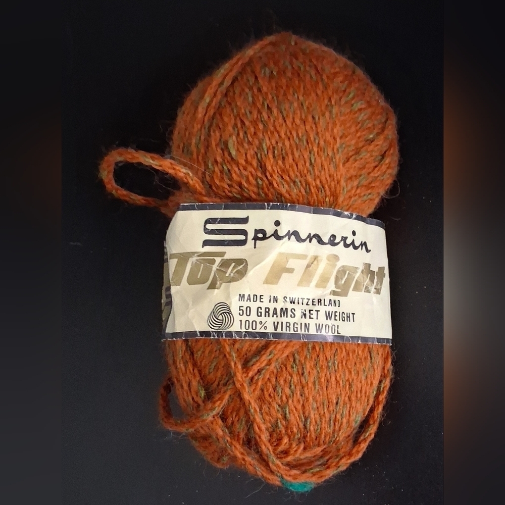NWT Spinnerin Top Flight Orange & Green Virgin Wool Craft Crochet Knitting Yarn